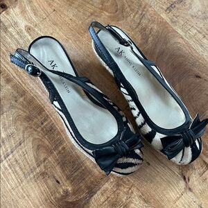 Anne Klein Zebra Print Espadrille Slingbacks